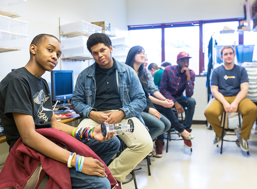 Kids participate in a lab activity