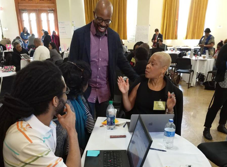 Members of the CS4GA delegation discussed their ideas with Dr. Frazier Wilson, Vice President of Shell Oil Company Foundation during the Third Annual Smithsonian STEM Summit.